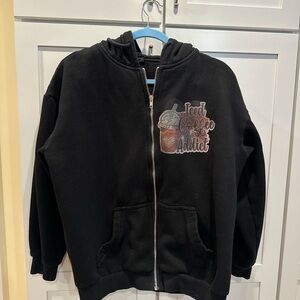 Final! Ladies black coffee enthusiast hooded sweatshirt - fits like large